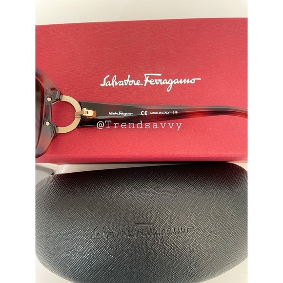 Salvatore Ferragamo Brown Gradient Rectangular Sunglasses 55mm NWT main image 9